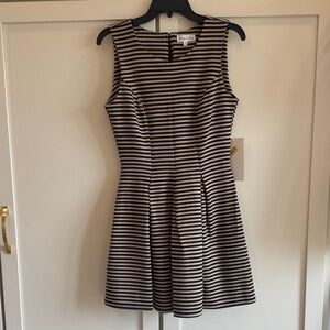 Honey and Rosie Black and Cream Striped Mini Dress